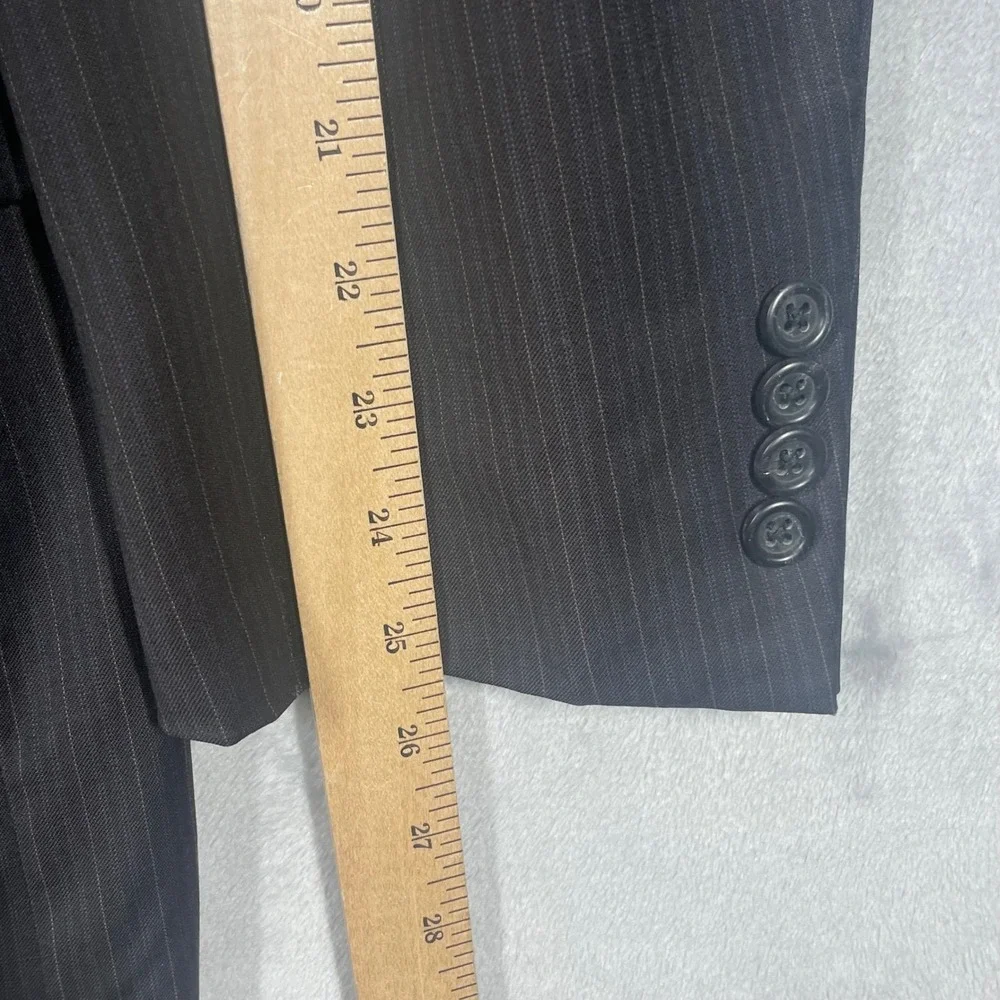 Burberry London Kensington Pinstripe Wool Suit Jacket Blazer 44L Charcoal Grey